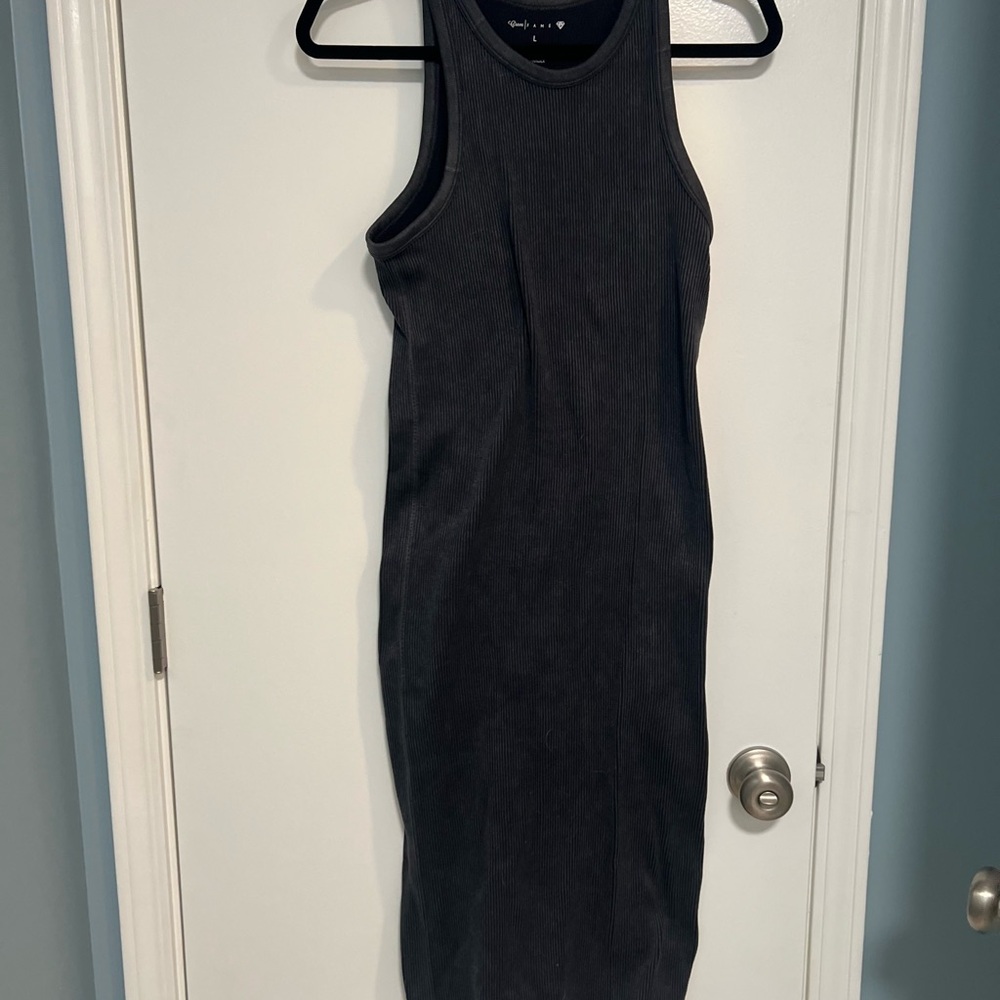 Crave Fame Black Ribbed Halter Bodycon Midi Dress
